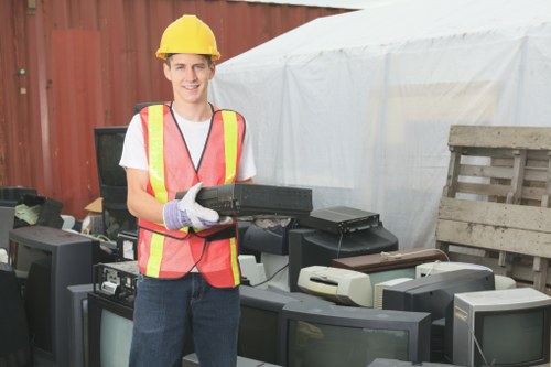 Professional waste clearance service team at work